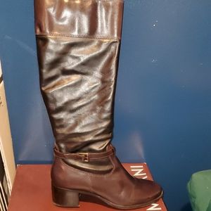 New two tone leather boots
